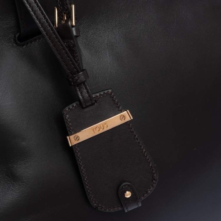 مملوكة مسبقًا Tod's Dark Brown Leather Cape Shopper Tote