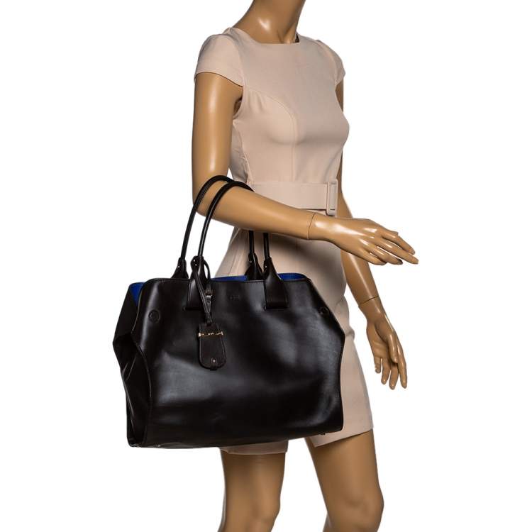 مملوكة مسبقًا Tod's Dark Brown Leather Cape Shopper Tote