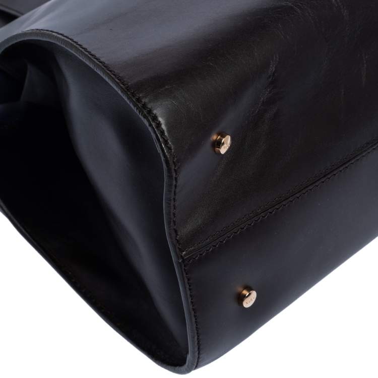 مملوكة مسبقًا Tod's Dark Brown Leather Cape Shopper Tote