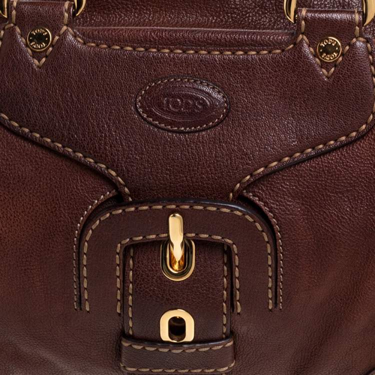 Pre Owned Tod's Brown Leather Buckle Satchel