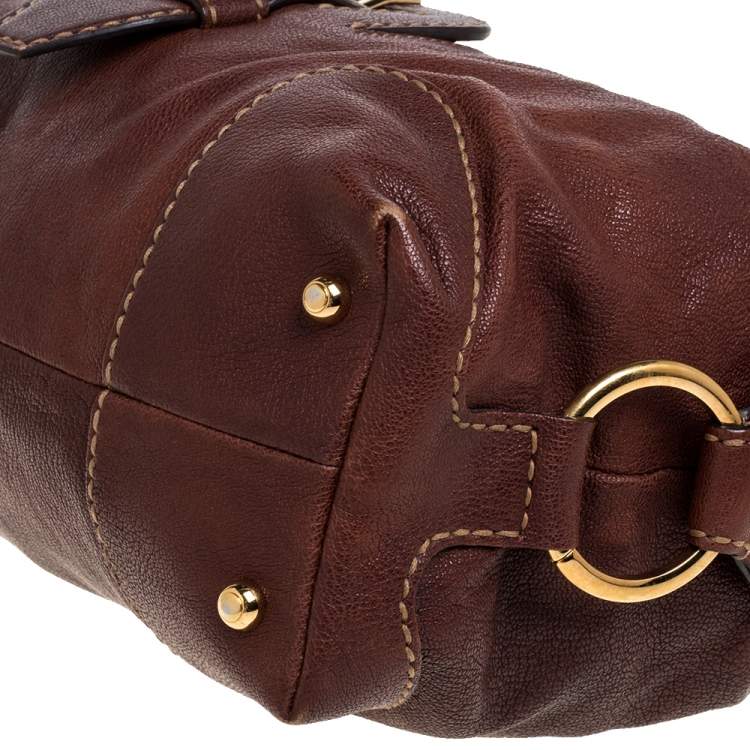 Pre Owned Tod's Brown Leather Buckle Satchel