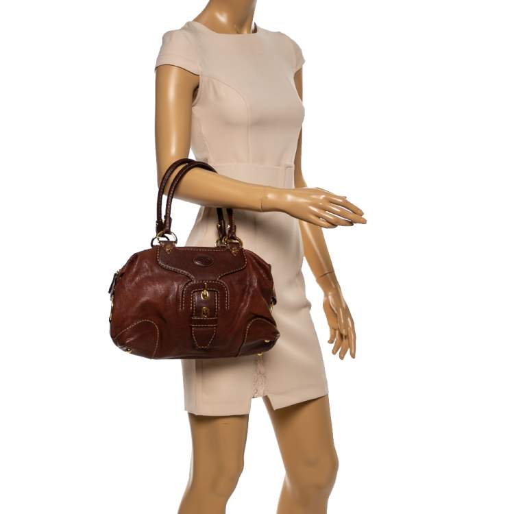Pre Owned Tod's Brown Leather Buckle Satchel