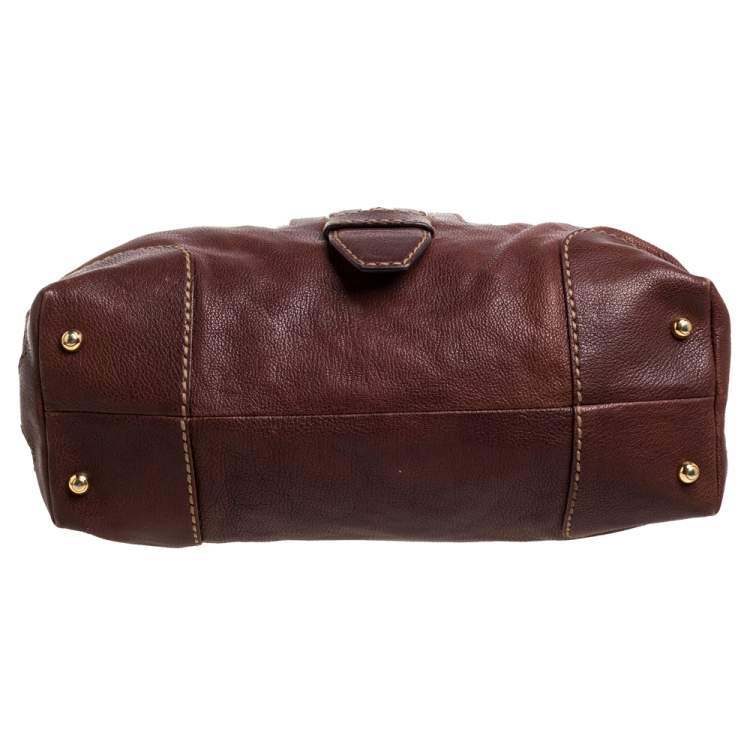 Pre Owned Tod's Brown Leather Buckle Satchel