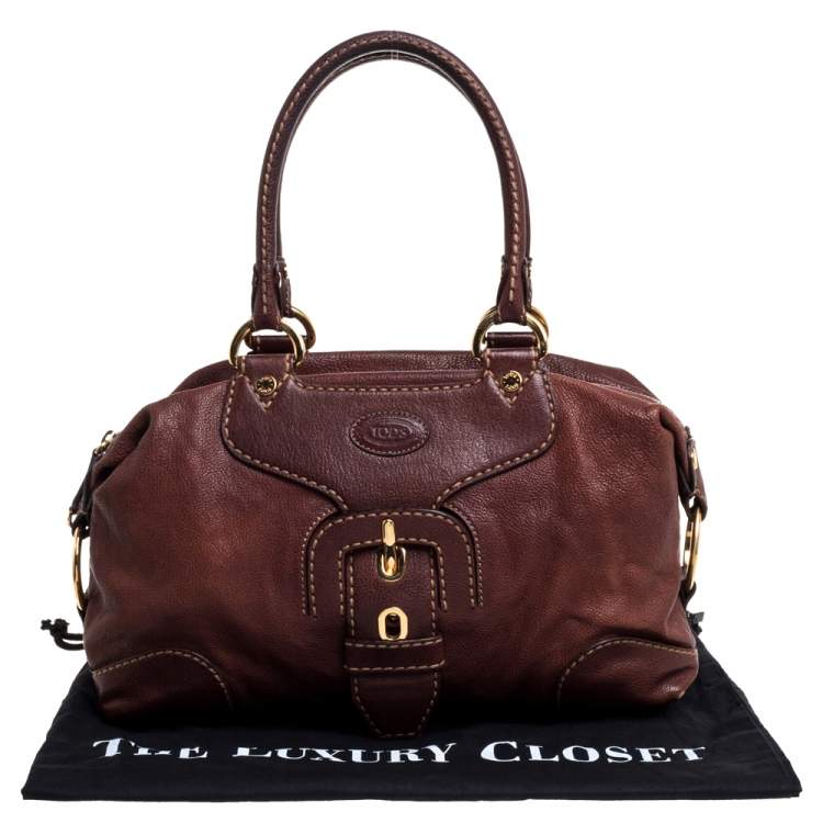 Pre Owned Tod's Brown Leather Buckle Satchel