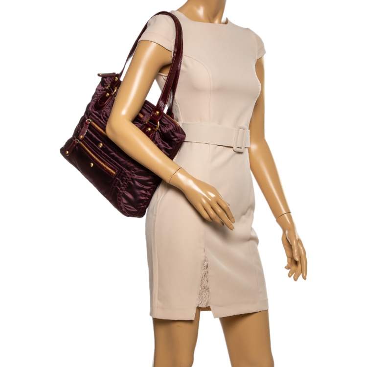Pre Owned Tod's Burgundy Satin Pashmy Media D Tote