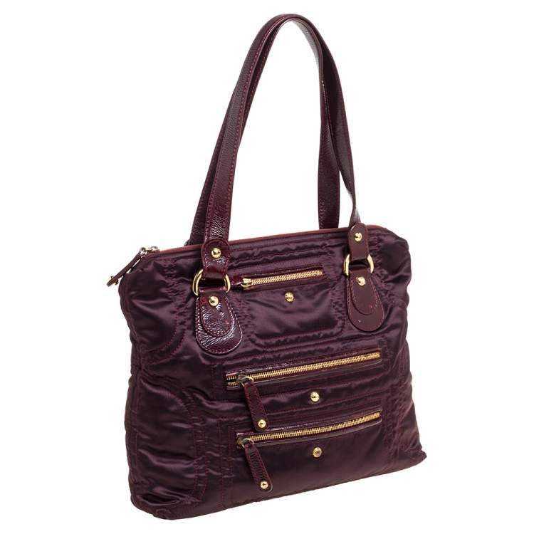 Pre Owned Tod's Burgundy Satin Pashmy Media D Tote
