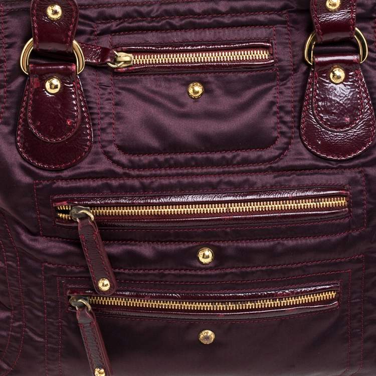 Pre Owned Tod's Burgundy Satin Pashmy Media D Tote