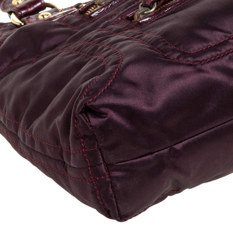 Pre Owned Tod's Burgundy Satin Pashmy Media D Tote