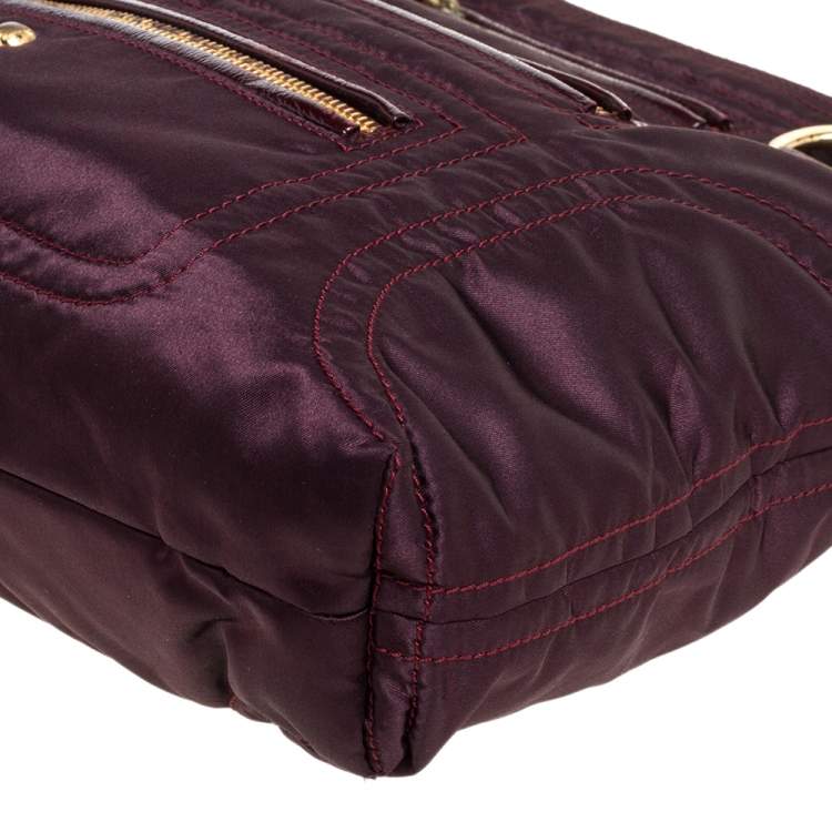 Pre Owned Tod's Burgundy Satin Pashmy Media D Tote