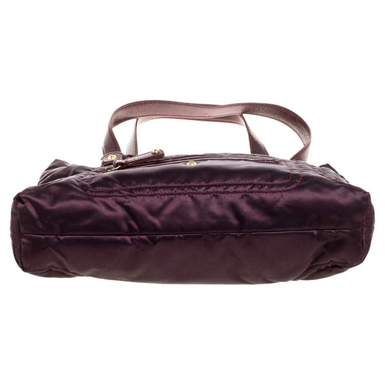 Pre Owned Tod's Burgundy Satin Pashmy Media D Tote