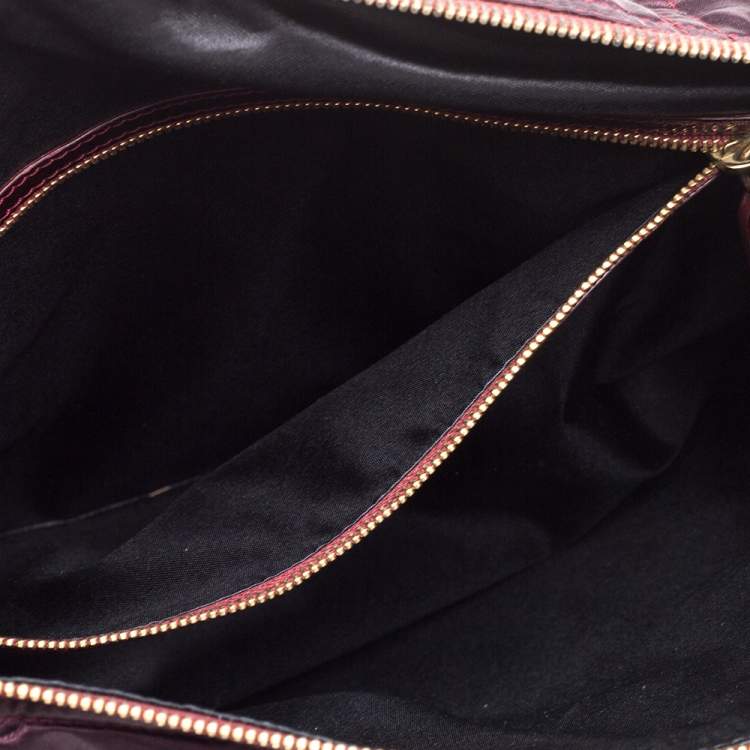Pre Owned Tod's Burgundy Satin Pashmy Media D Tote