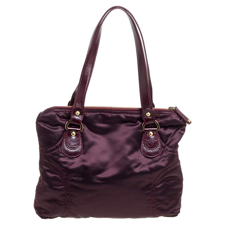Pre Owned Tod's Burgundy Satin Pashmy Media D Tote