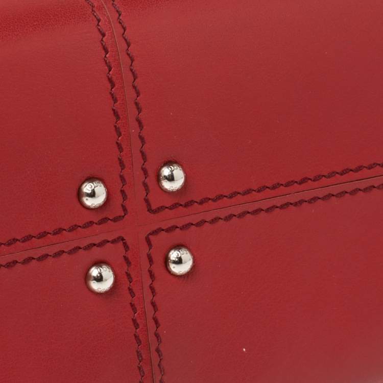 Pre Owned Tod's Red Leather Flap Continental Wallet