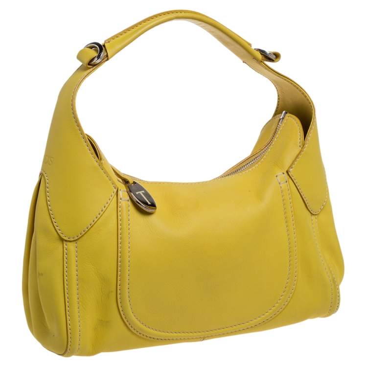 Pre Owned Tod's Yellow Leather Zip Hobo