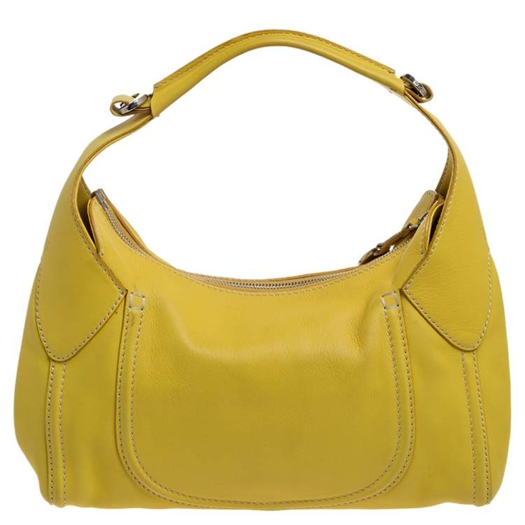 Pre Owned Tod's Yellow Leather Zip Hobo
