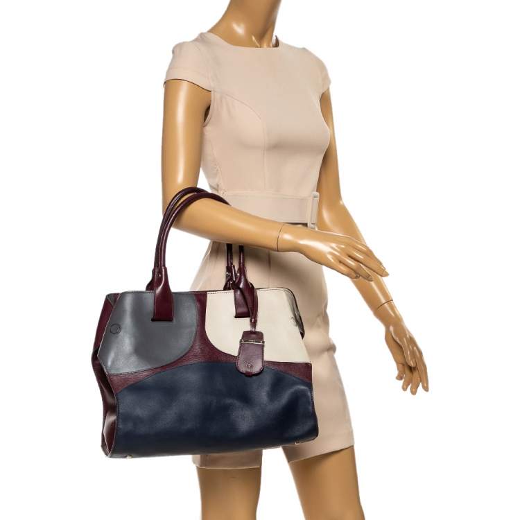 Pre Owned Tod's Tricolor Leather Cape Tote