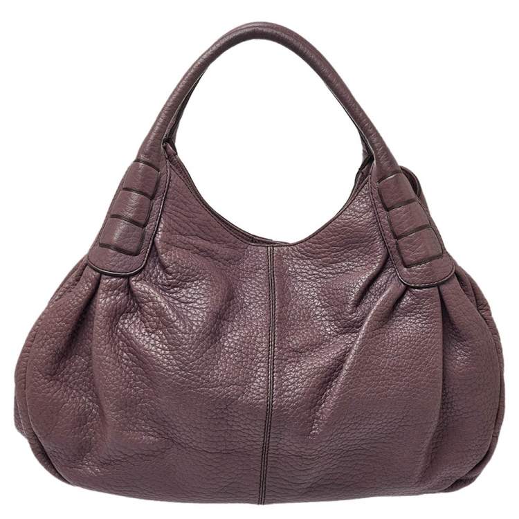 Pre Owned Tod's Purple Leather Ivy Sacca Media Hobo
