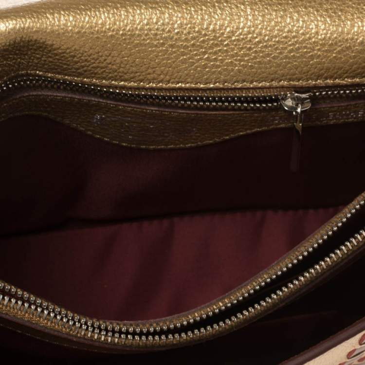 Pre Owned Tod's Gold Leather Mini Double T Shoulder Bag