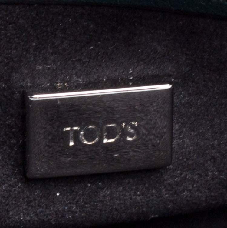 Pre Owned Tod's Dark Green Python Double T Flap Clutch 