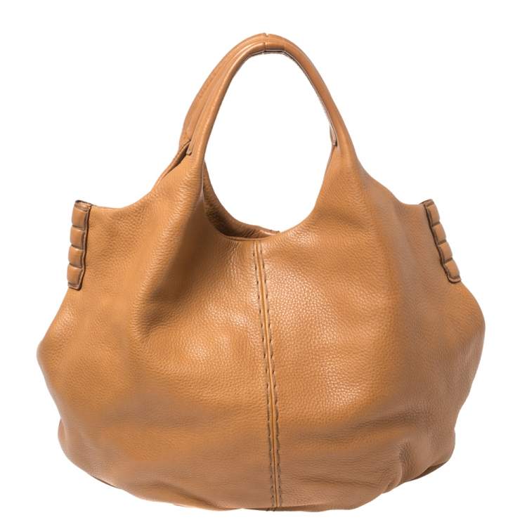 Pre Owned Tod's Tan Leather Ivy Sacca Media Hobo
