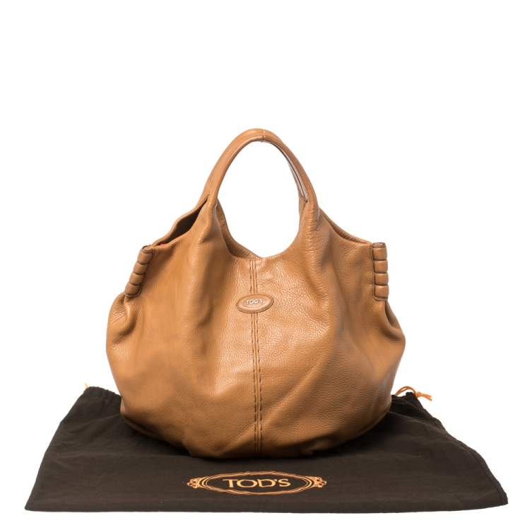 Pre Owned Tod's Tan Leather Ivy Sacca Media Hobo