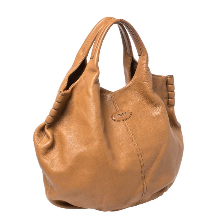 Pre Owned Tod's Tan Leather Ivy Sacca Media Hobo
