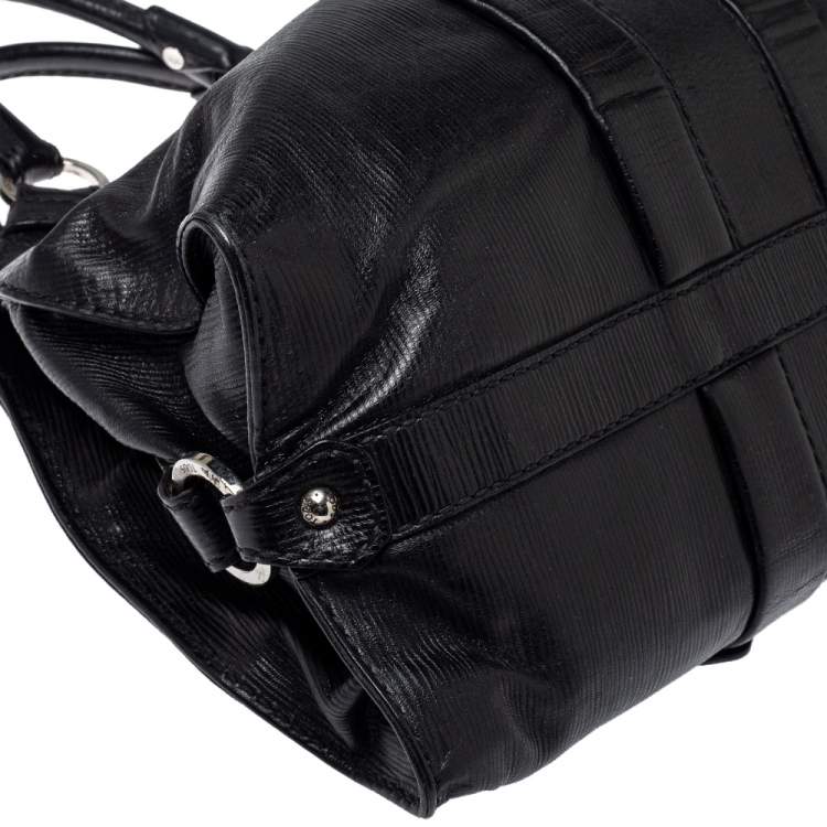 Pre Owned Tod's Black Leather Studded Lock Flap Shoulder Bag  