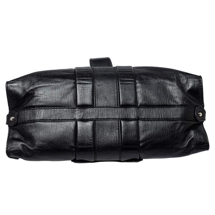 Pre Owned Tod's Black Leather Studded Lock Flap Shoulder Bag  