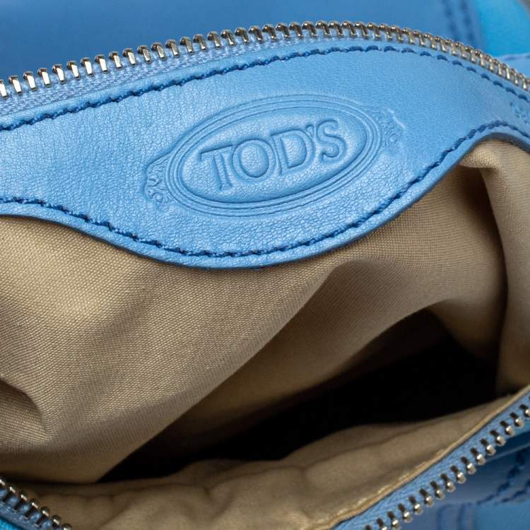 Pre Owned Tod's Light Blue Canvas/Leather and Suede Hobo