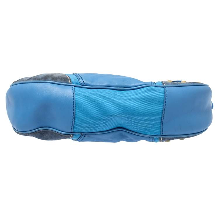 Pre Owned Tod's Light Blue Canvas/Leather and Suede Hobo