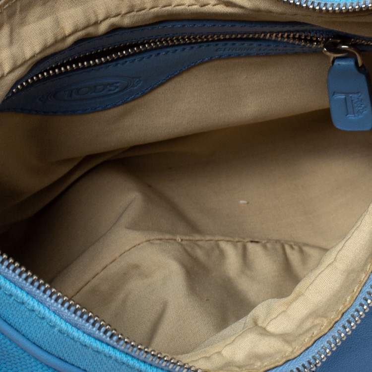 Pre Owned Tod's Light Blue Canvas/Leather and Suede Hobo