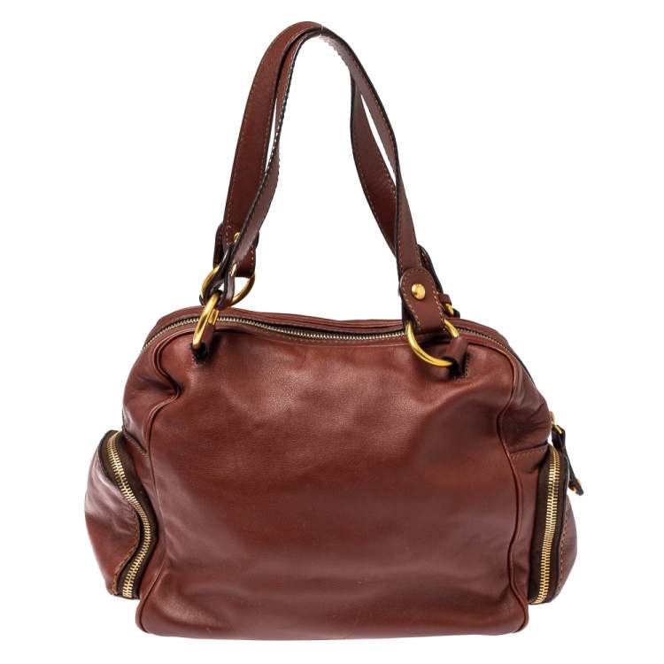 Pre Owned Tod's Brown Leather Multiple Pocket Satchel