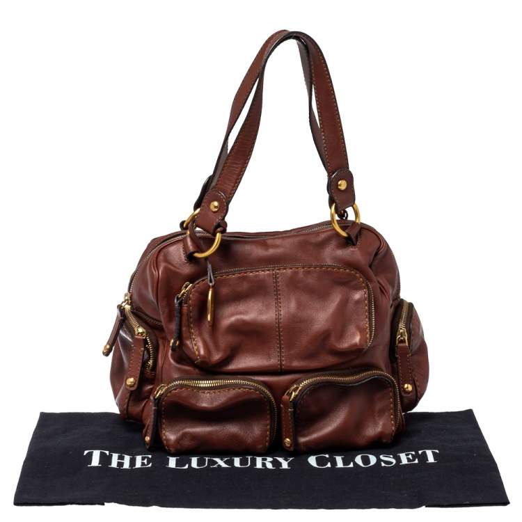 Pre Owned Tod's Brown Leather Multiple Pocket Satchel