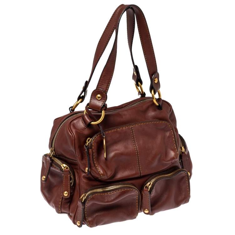 Pre Owned Tod's Brown Leather Multiple Pocket Satchel