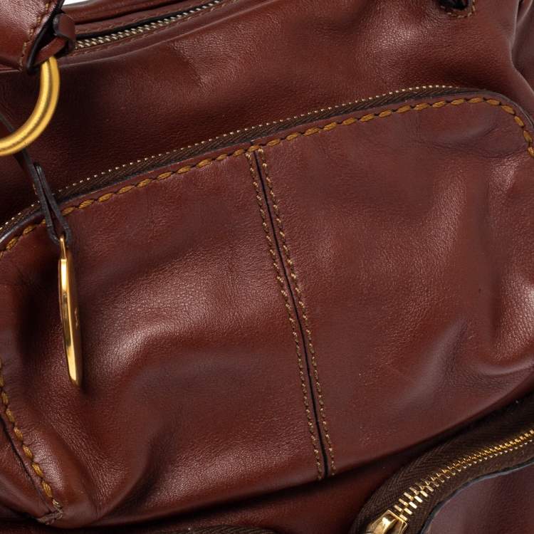 Pre Owned Tod's Brown Leather Multiple Pocket Satchel