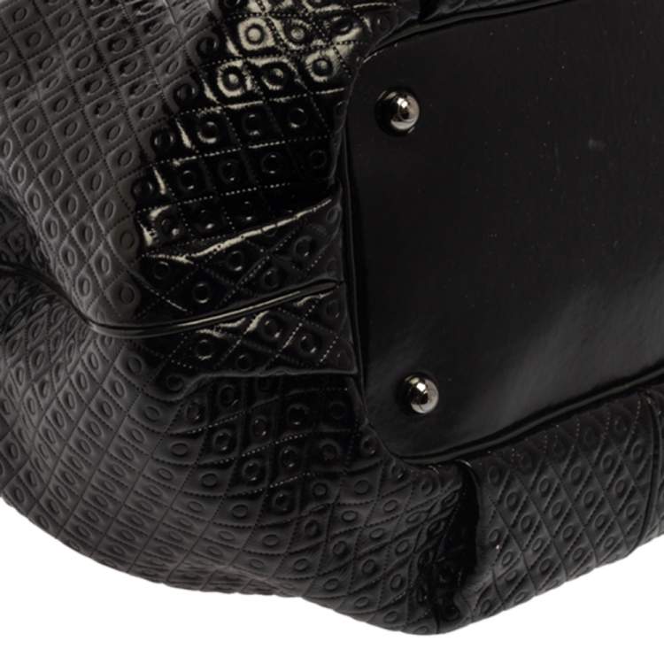 Pre Owned Tod's Black Patent Leather Signature Drawstring Tote