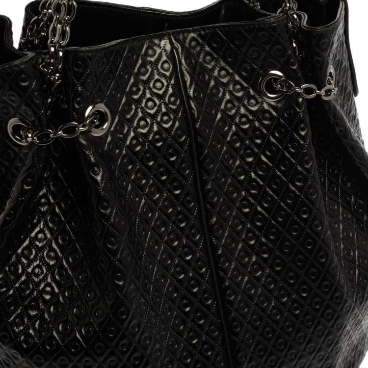 Pre Owned Tod's Black Patent Leather Signature Drawstring Tote