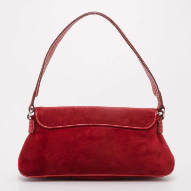 Pre Owned Tod's Red Suede Shoulder Bag