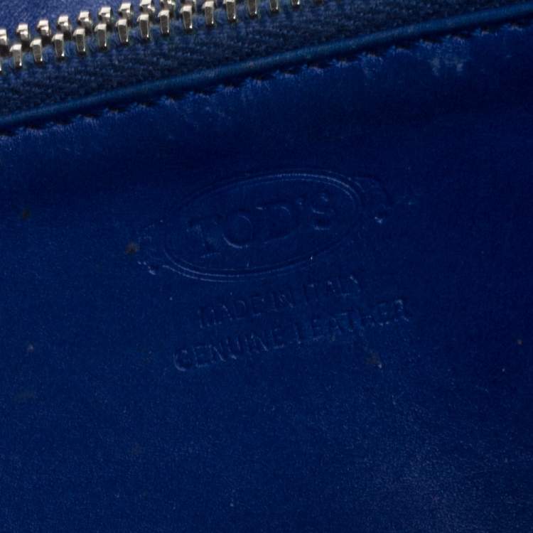 Pre Owned Tod's Navy Blue Signature Patent Leather Zip Around Wallet