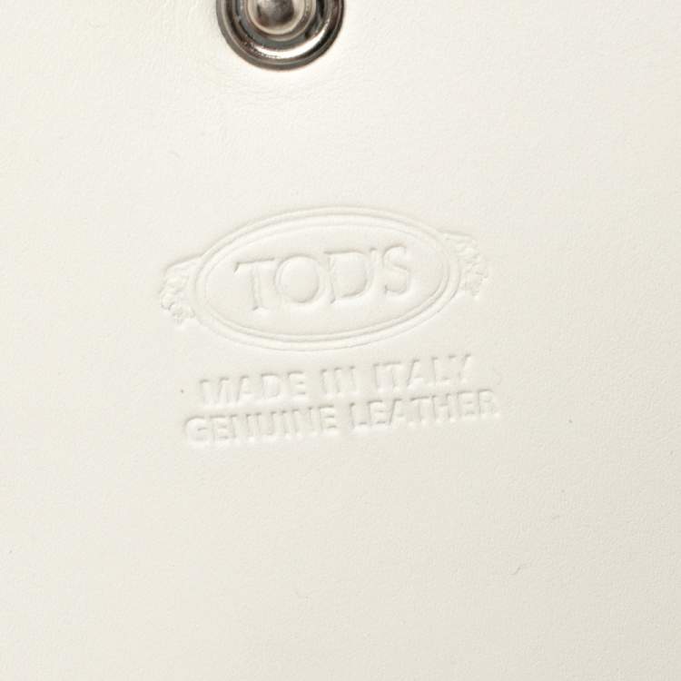 Pre Owned Tod's White/Silver Leather Flap Chain Clutch