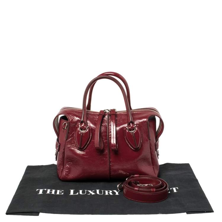 Pre Owned Tod's Burgundy Patent Leather Micro D-Styling Satchel
