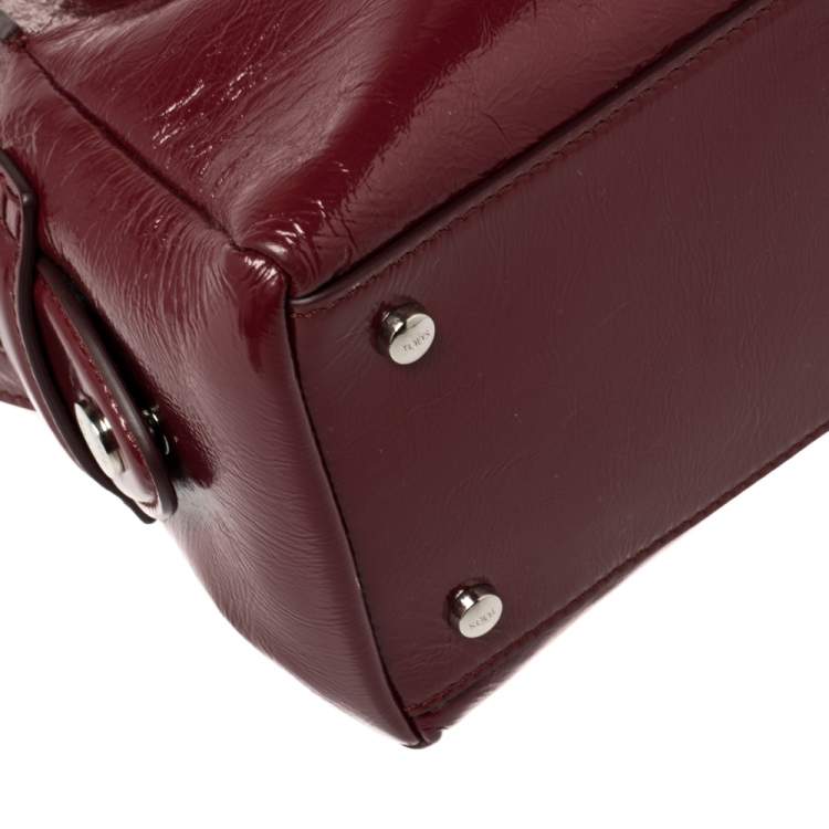 Pre Owned Tod's Burgundy Patent Leather Micro D-Styling Satchel