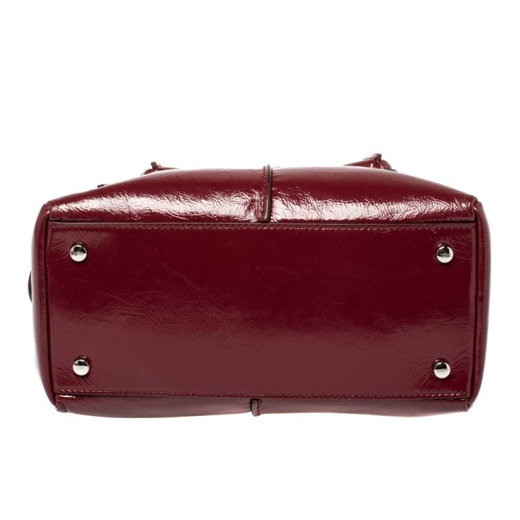 Pre Owned Tod's Burgundy Patent Leather Micro D-Styling Satchel