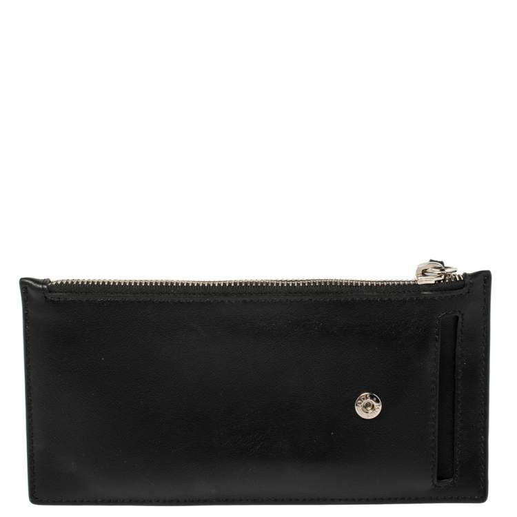 Pre Owned Tod's Black Leather Card Holder Zip Wallet