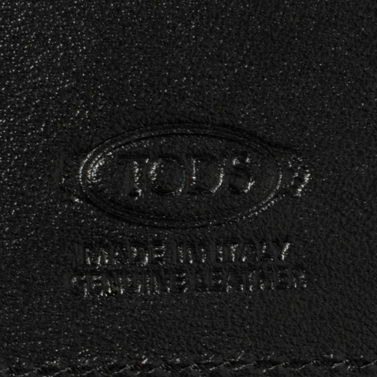 Pre Owned Tod's Black Leather Card Holder Zip Wallet