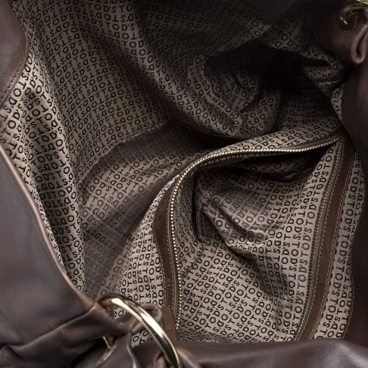 Pre Owned Tod's Dark Brown Leather Flap Shoulder Bag