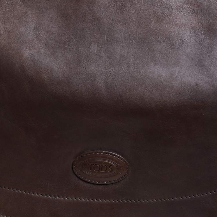 Pre Owned Tod's Dark Brown Leather Flap Shoulder Bag