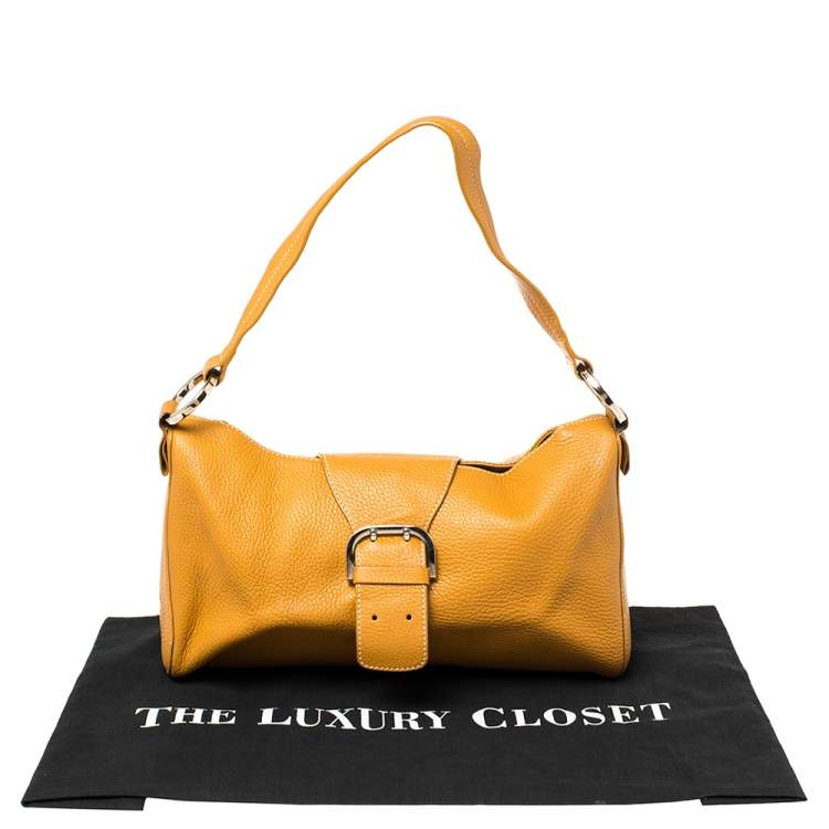 Pre Owned Tod's Tan Textured Leather Buckle Detail Shoulder Bag