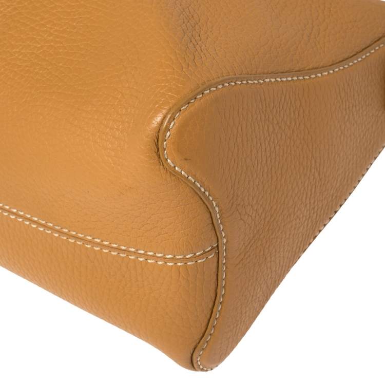 Pre Owned Tod's Tan Textured Leather Buckle Detail Shoulder Bag