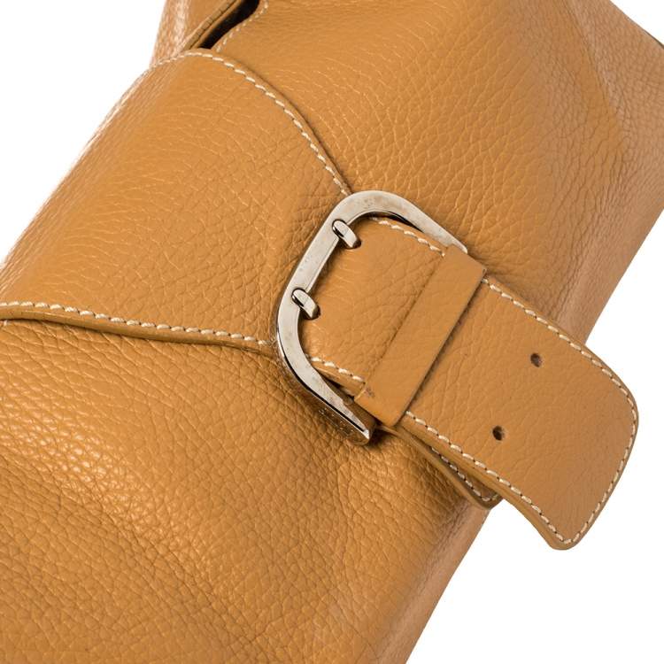 Pre Owned Tod's Tan Textured Leather Buckle Detail Shoulder Bag